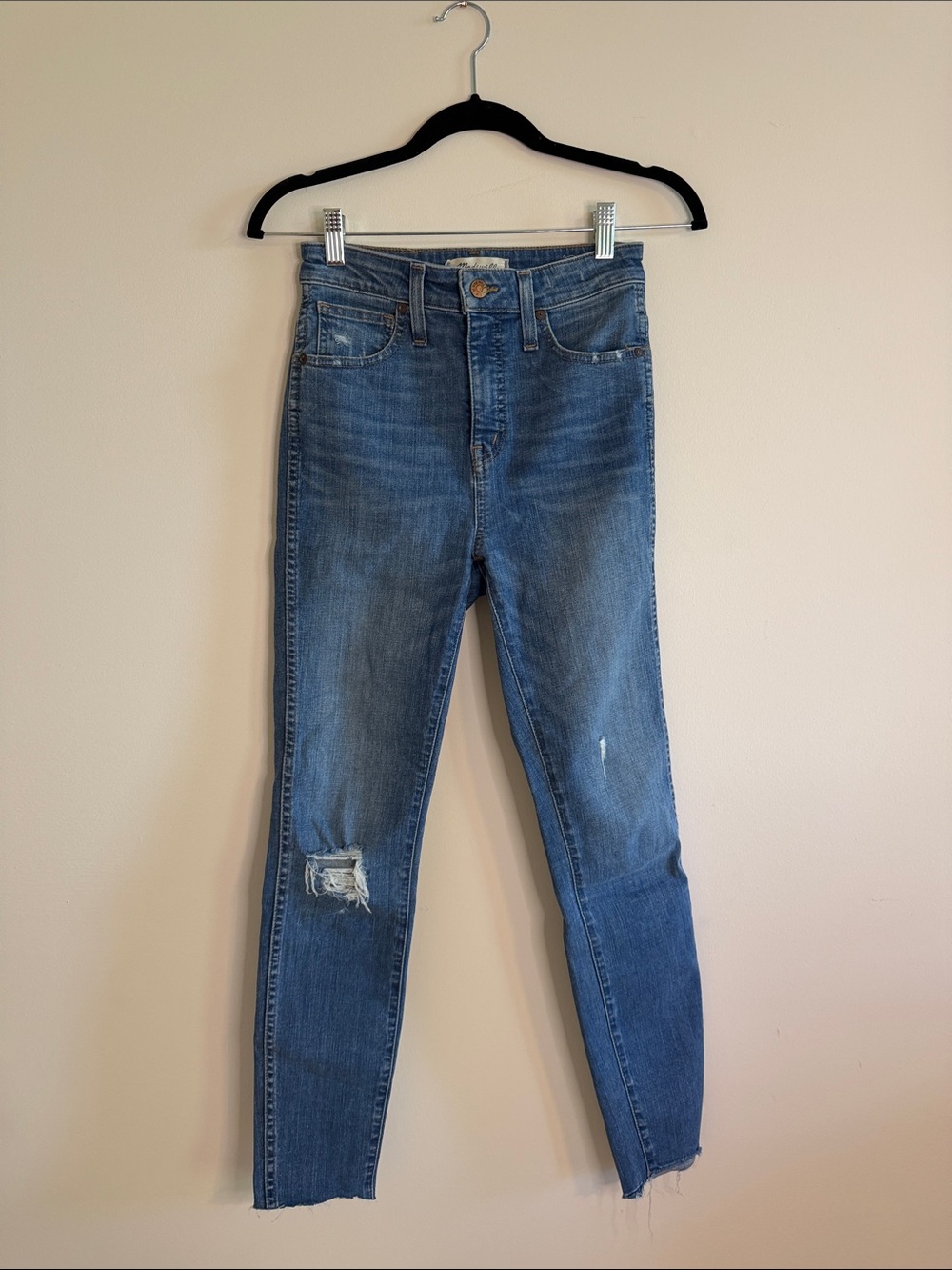 High-Rise Blue Distressed Women's Jeans